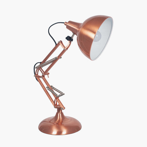 Alonzo Brushed Copper Metal Angled Task Table Lamp - TheArtistsQuarter