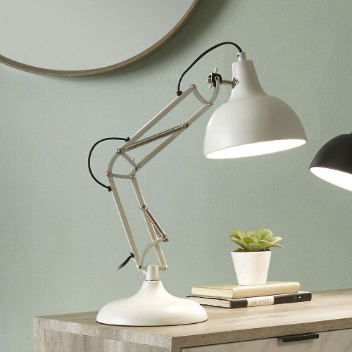 Alonzo Matt White Metal Angled Task Table Lamp - TheArtistsQuarter