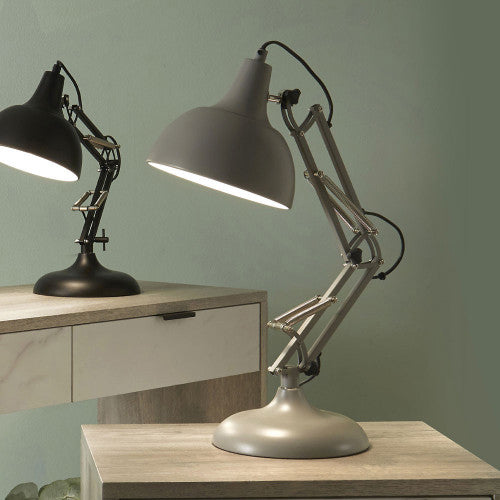 Alonzo Matt Grey Metal Angled Task Table Lamp - TheArtistsQuarter