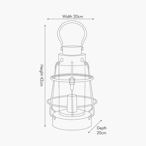 Filey Black Metal and Clear Glass Oil Lantern Table Lamp *STOCK DUE* - TheArtistsQuarter