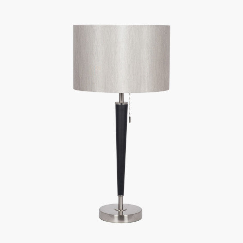 Lowry Brushed Silver and Matt Black Metal Table Lamp - TheArtistsQuarter