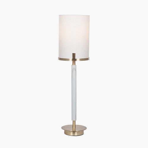 Midland Champagne Gold Metal and Marble Effect Table Lamp - TheArtistsQuarter