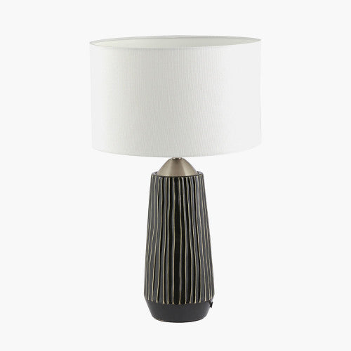 Artemis Black Textured Ceramic and Brushed Silver Tall Table Lamp - TheArtistsQuarter