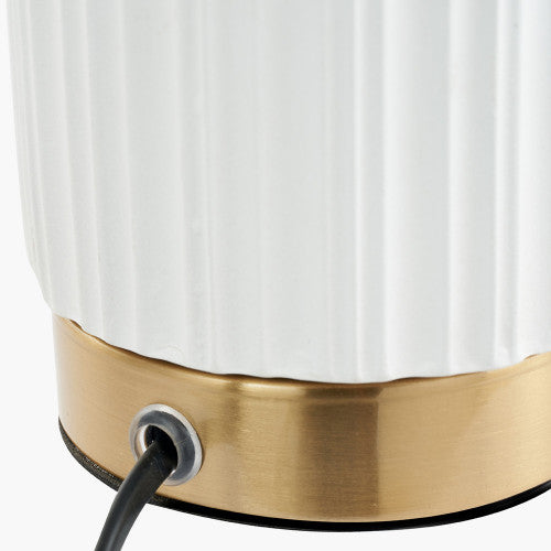 Ionic White Textured Ceramic and Gold Metal Table Lamp *STOCK DUE JUNE* - TheArtistsQuarter