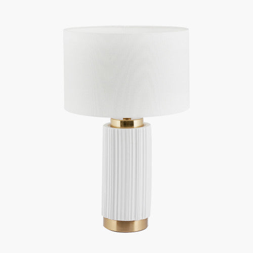 Ionic White Textured Ceramic and Gold Metal Table Lamp *STOCK DUE JUNE* - TheArtistsQuarter