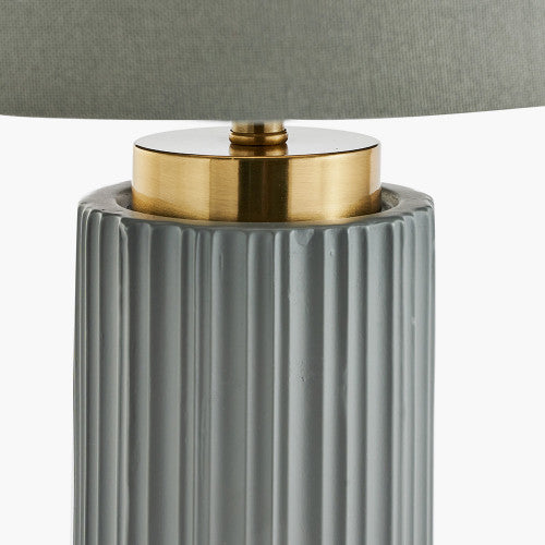 Ionic Grey Textured Ceramic and Gold Metal Table Lamp - TheArtistsQuarter