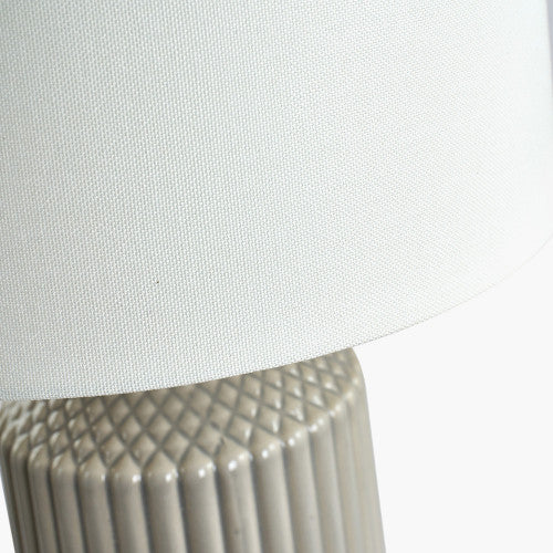 Meribel Grey Geo Textured Tall Ceramic Table Lamp - TheArtistsQuarter