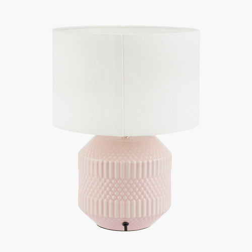 Meribel Pink Geo Textured Ceramic Table Lamp - TheArtistsQuarter