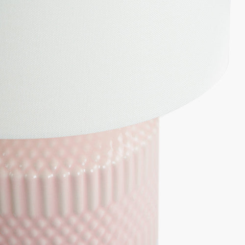 Meribel Pink Geo Textured Ceramic Table Lamp - TheArtistsQuarter