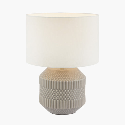 Meribel Grey Geo Textured Ceramic Table Lamp *STOCK DUE JAN* - TheArtistsQuarter