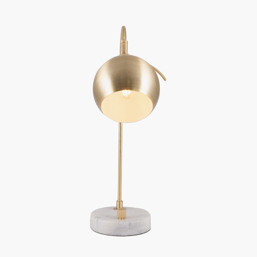 Feliciani Brushed Brass Metal and White Marble Task Lamp - TheArtistsQuarter