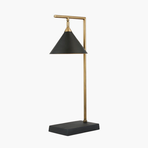 Zeta Matt Black and Antique Brass Table Lamp - TheArtistsQuarter