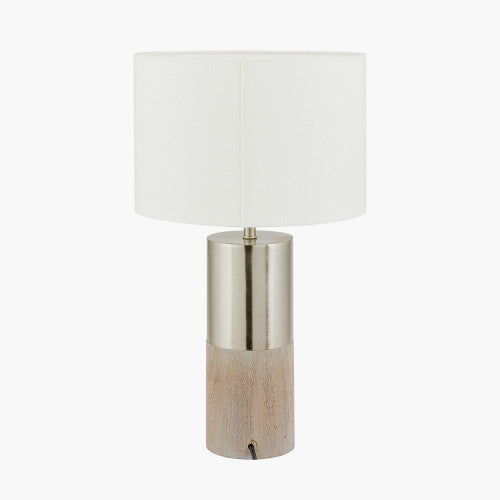 Etosha Grey Wood and Silver Metal Table Lamp - TheArtistsQuarter