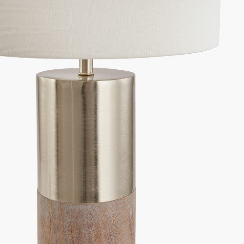 Etosha Grey Wood and Silver Metal Table Lamp - TheArtistsQuarter