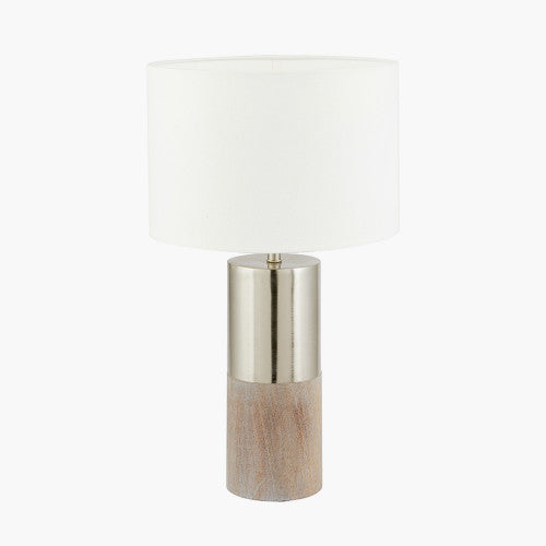 Etosha Grey Wood and Silver Metal Table Lamp - TheArtistsQuarter