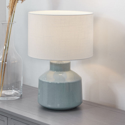 Nora Duck Egg Blue Crackle Effect Table Lamp *STOCK DUE JUNE* - TheArtistsQuarter