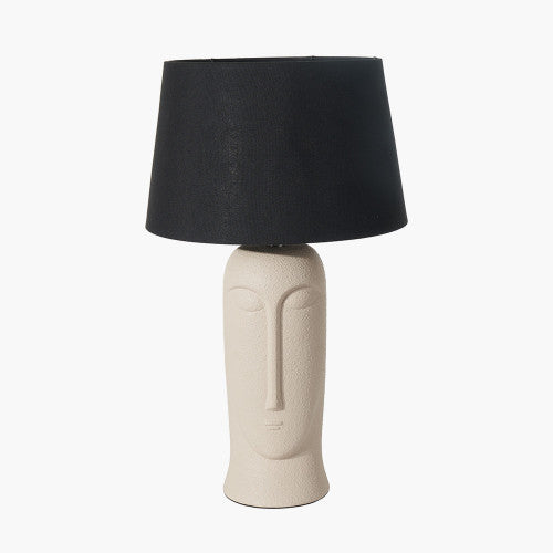 Rushmore Cream Texture Ceramic Table Lamp With Face Detail - TheArtistsQuarter