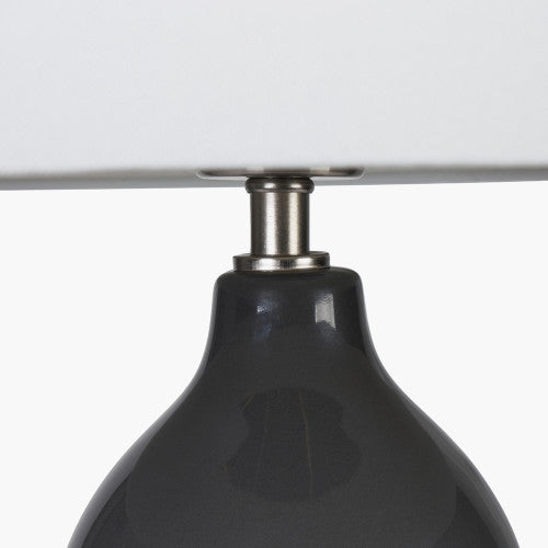 Gatsby Black Ceramic Table Lamp With Brushed Gold Metal Detail - TheArtistsQuarter