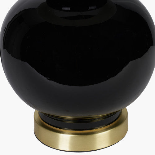 Gatsby Black Ceramic Table Lamp With Brushed Gold Metal Detail - TheArtistsQuarter