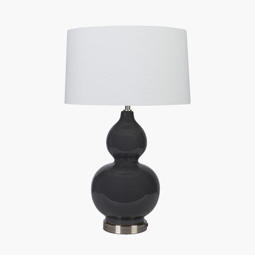 Gatsby Grey Ceramic Table Lamp With Brushed Silver Metal Detail - TheArtistsQuarter