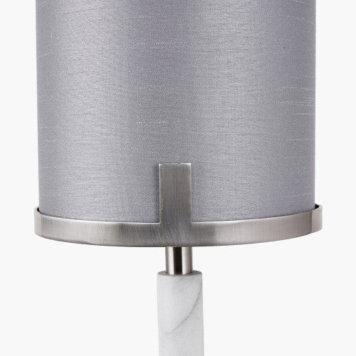 Midland Brushed Nickel and Grey Marble Effect Table Lamp - TheArtistsQuarter