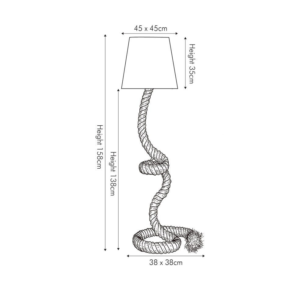 Martindale Rope Knot Floor Lamp with Natural Shade - TheArtistsQuarter