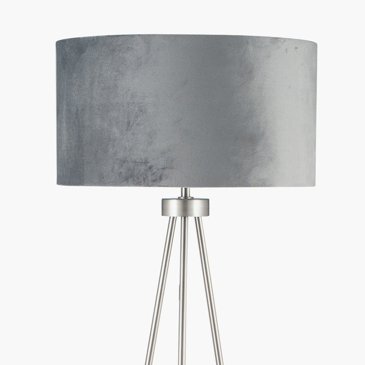 Houston Brushed Silver Tripod Floor Lamp - TheArtistsQuarter