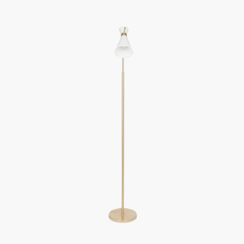 Monroe White Glass and Gold Metal Waisted Floor Lamp - TheArtistsQuarter