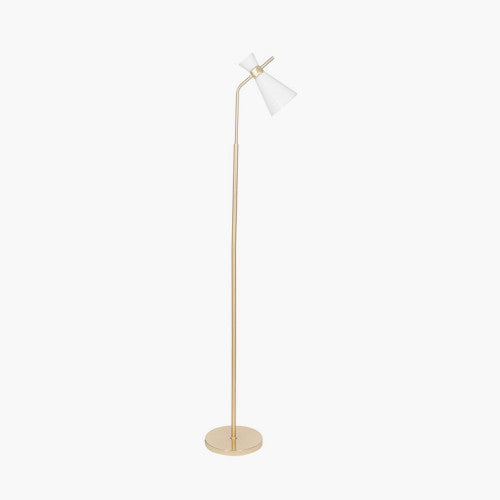 Monroe White Glass and Gold Metal Waisted Floor Lamp - TheArtistsQuarter