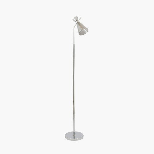 Monroe Smoke Glass and Silver Metal Waisted Floor Lamp - TheArtistsQuarter