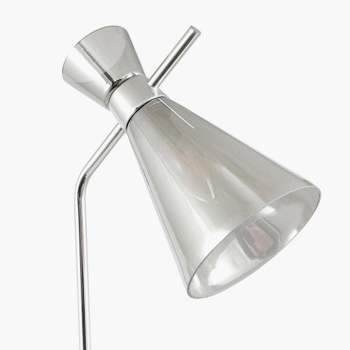 Monroe Smoke Glass and Silver Metal Waisted Floor Lamp - TheArtistsQuarter