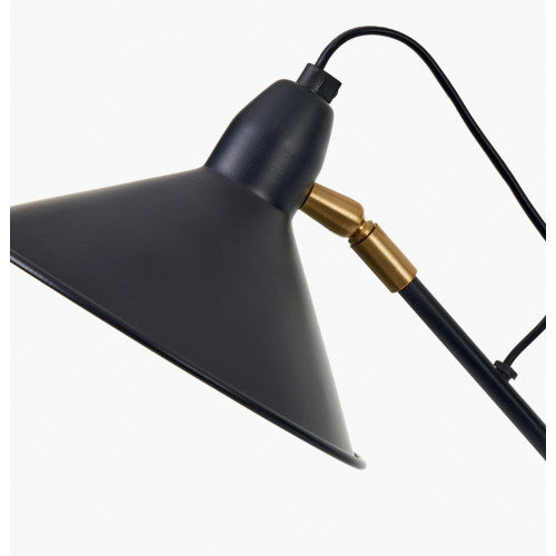 Canton Matt Black and Brass Metal Cone Floor Lamp - TheArtistsQuarter