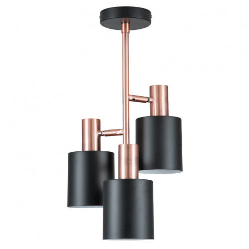 Biba Black and Antique Copper 3 Light Electrified Pendant - TheArtistsQuarter