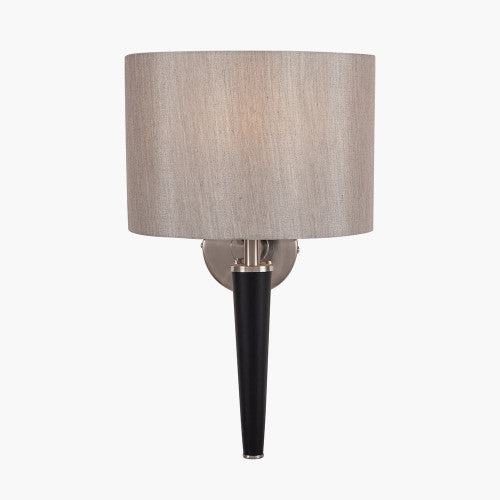 Lowry Brushed Silver and Matt Black Metal Wall Lamp - TheArtistsQuarter