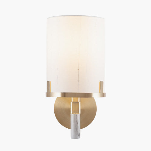 Midland Champagne Gold Metal and Marble Effect Wall Light - TheArtistsQuarter