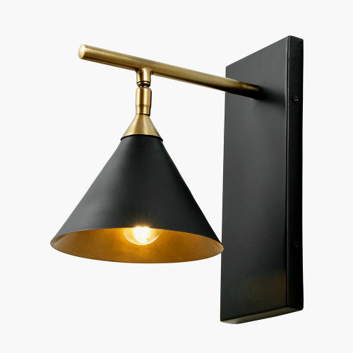 Zeta Matt Black and Antique Brass Wall Lamp - TheArtistsQuarter