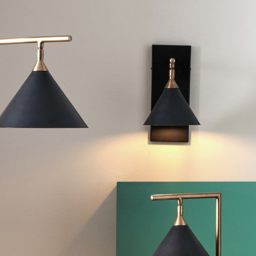 Zeta Matt Black and Antique Brass Wall Lamp - TheArtistsQuarter