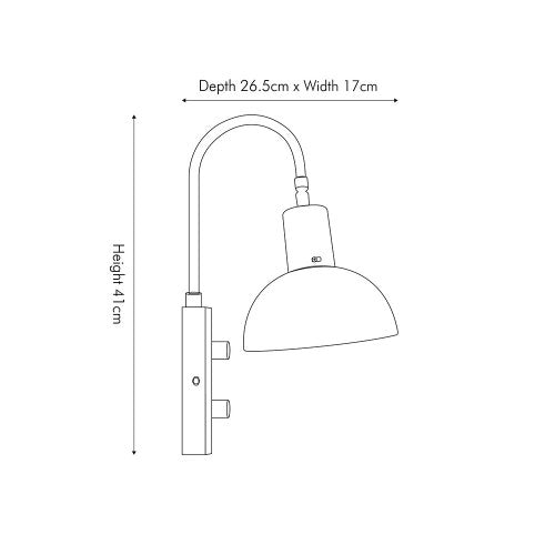 Mayfair Matt Black Domed Task Wall Light - TheArtistsQuarter