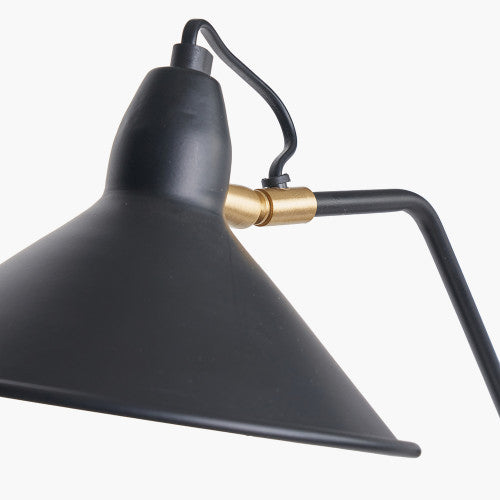 Canton Matt Black and Brass Metal Cone Wall Lamp *STOCK DUE AUG* - TheArtistsQuarter