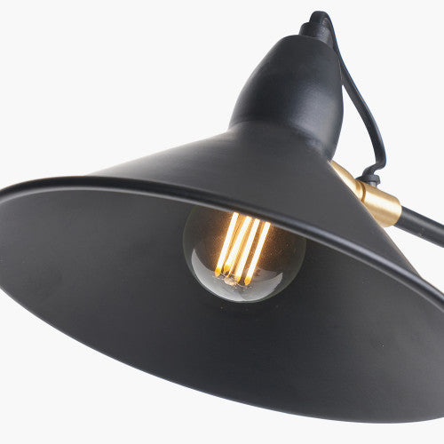 Canton Matt Black and Brass Metal Cone Wall Lamp *STOCK DUE AUG* - TheArtistsQuarter