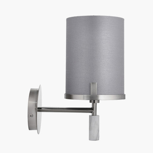 Midland Brushed Nickel and Grey Marble Effect Wall Light - TheArtistsQuarter