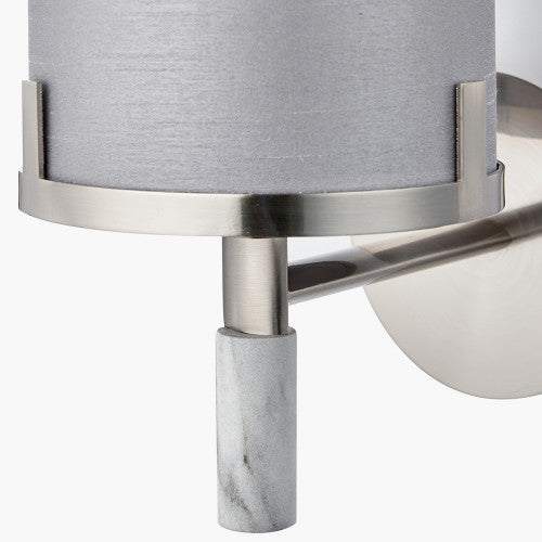 Midland Brushed Nickel and Grey Marble Effect Wall Light - TheArtistsQuarter