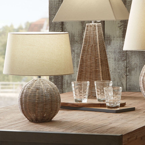 Raffles Small Rattan Cream Wash Table Lamp - TheArtistsQuarter