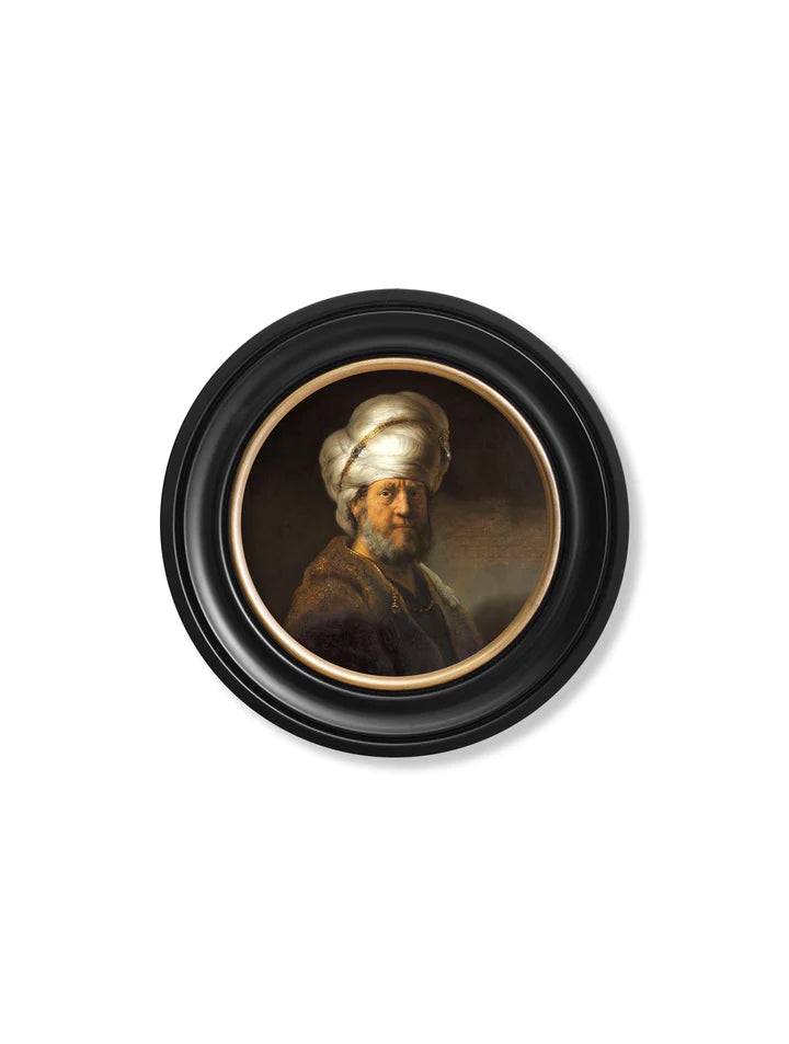 c.17th Century Rembrandt's Oriental Gentlemen - Round Frame - TheArtistsQuarter