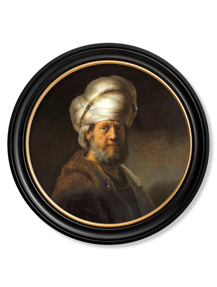 c.17th Century Rembrandt's Oriental Gentlemen - Round Frame - TheArtistsQuarter