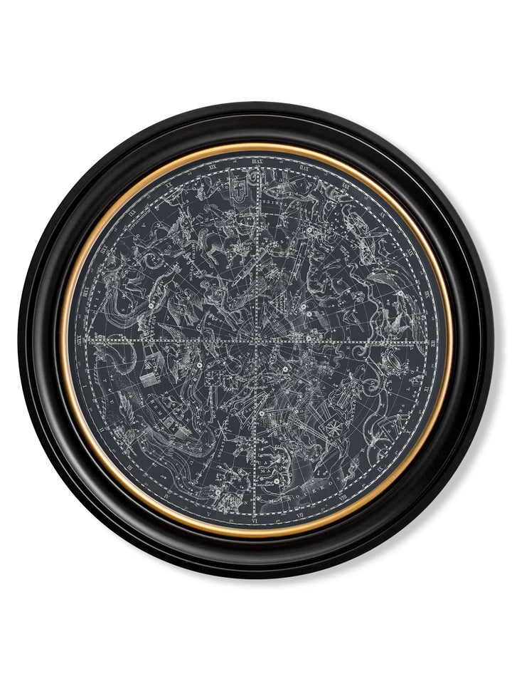 c.1800 Map of Constellations - Round Frame - TheArtistsQuarter