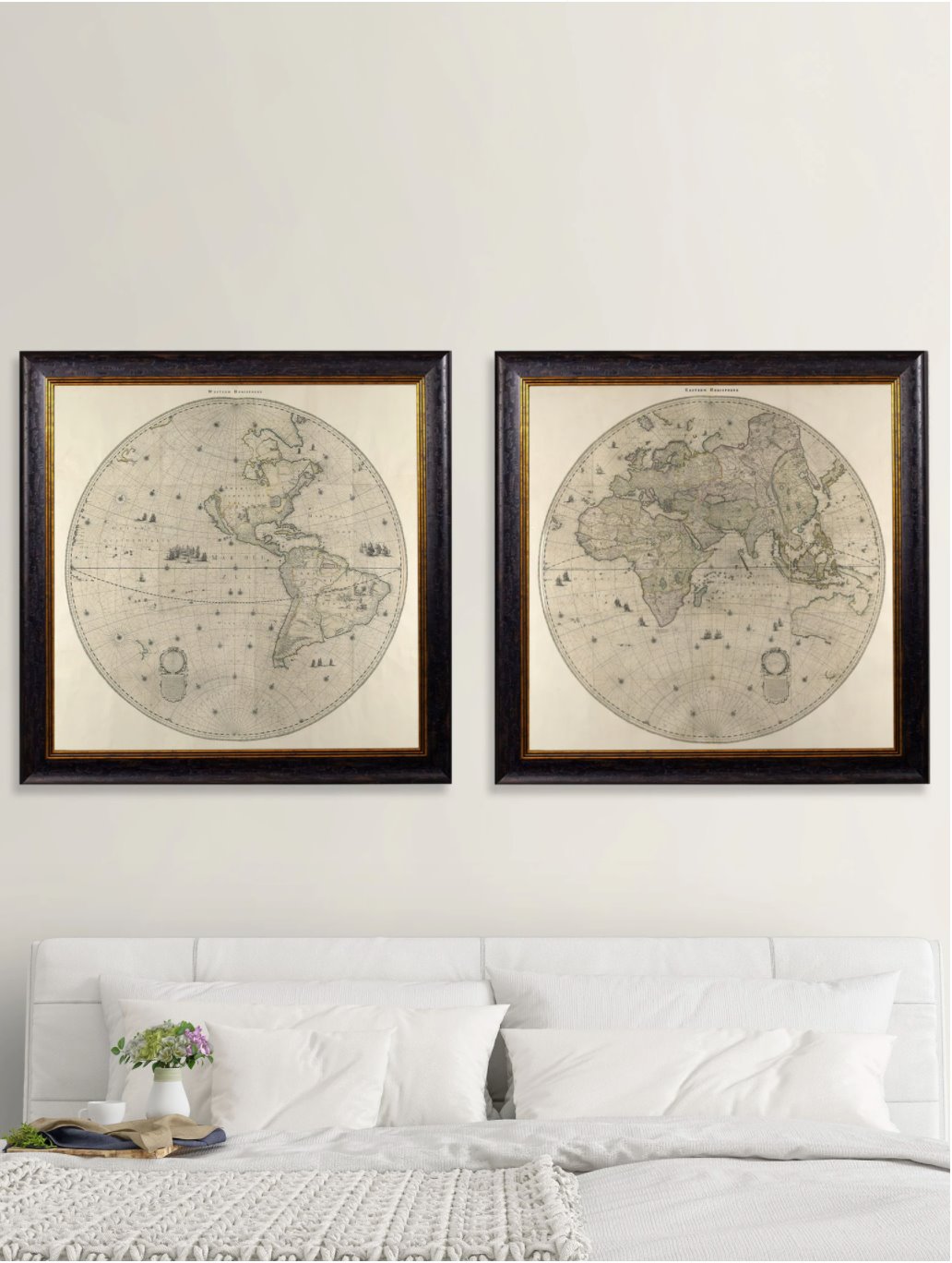 c.1660 Map of the World in Two Hemispheres - TheArtistsQuarter