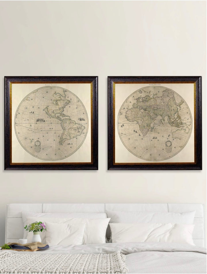 c.1660 Map of the World in Two Hemispheres - TheArtistsQuarter