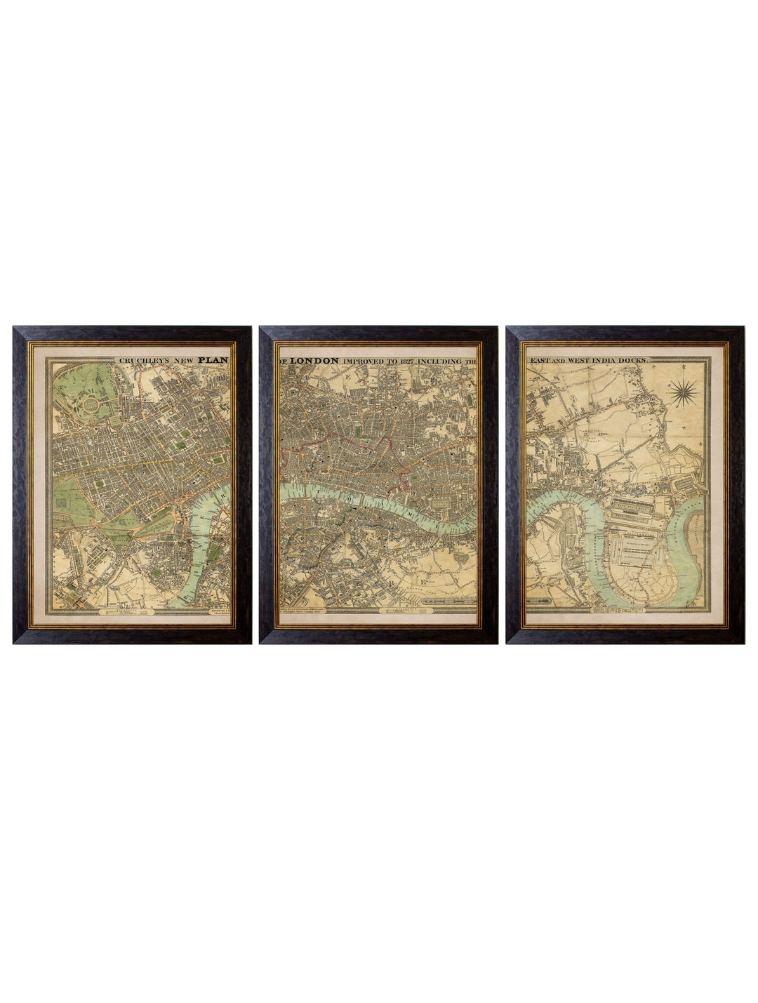 c.1827 London Triptych Map - TheArtistsQuarter