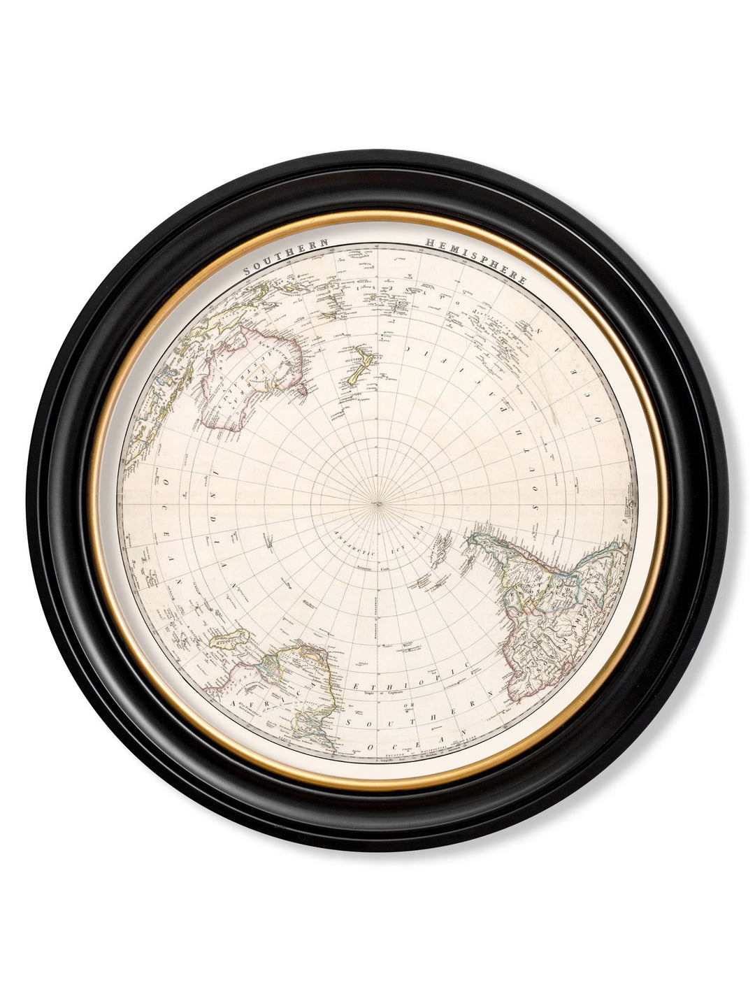 c.1838 World Map Hemispheres in Round Frames - TheArtistsQuarter